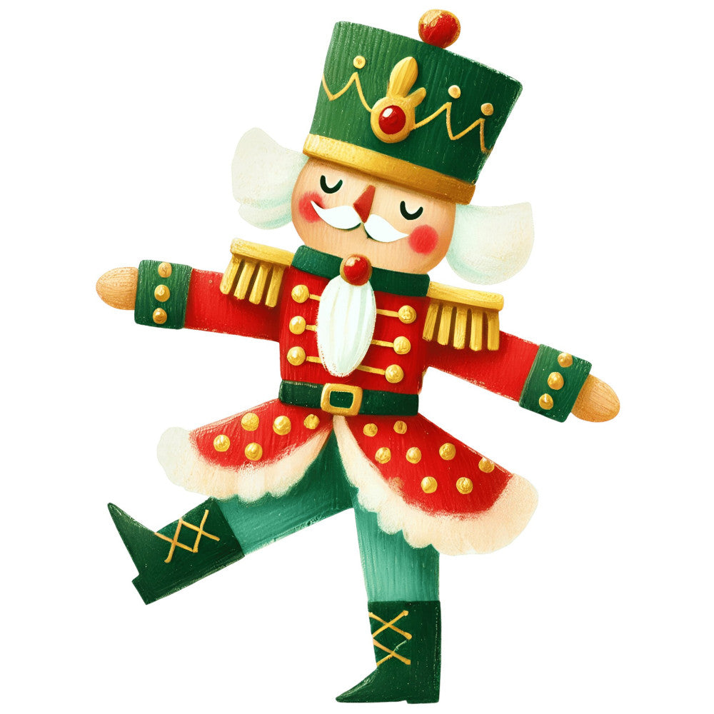 nutcracker, holiday, christmas, festive, soldier, toy soldier, red, forest green, gold, cream, white, whimsical, traditional, vintage, decorative, children's, kids, seasonal, winter, wings, angel, royal, regal, military, marching band, patriotic, gift fabric, novelty, classic holiday