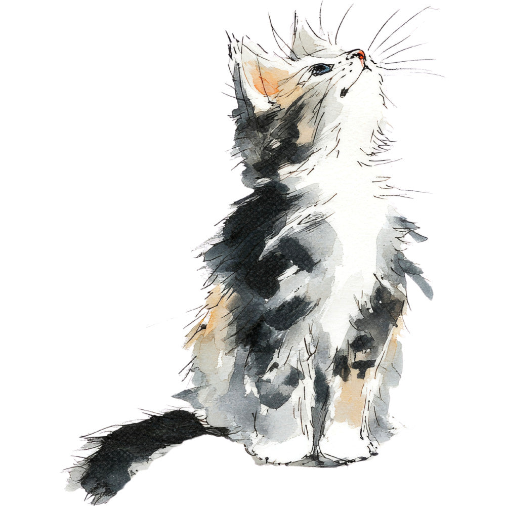 Handdrawn Christmas Cats Fabric Panel 50