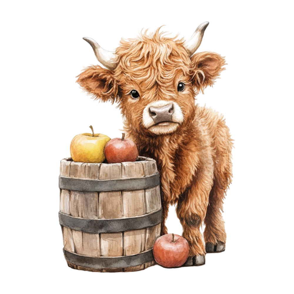 Cute Western Highland Cow Fabric Panel 8