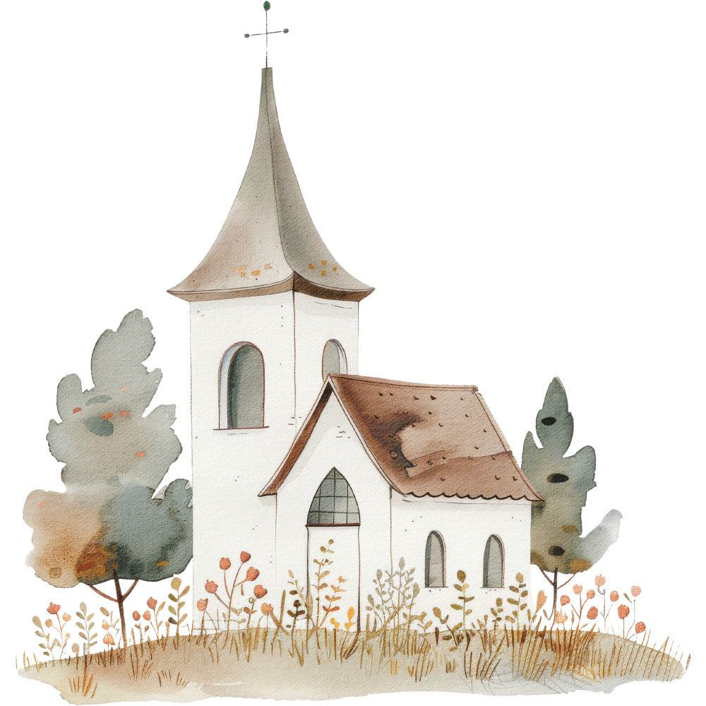 Watercolor Farm Fabric Panel 27