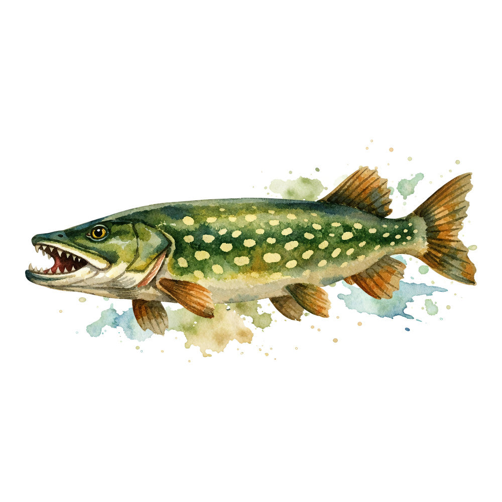 fish, trout, green, olive green, forest green, brown, golden brown, tan, cream, watercolor, wildlife, nature, fishing, outdoor, sportsman, rustic, whimsical, artistic, painted, spotted fish, freshwater, stream, detailed illustration, animal motif, naturalistic, earthy tones, masculine, cabin style, lodge style