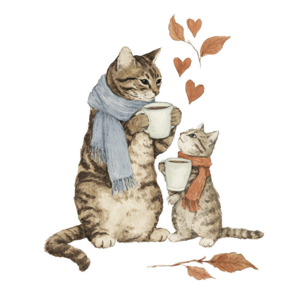 Cozy Autumn Cats Fabric Panel 56