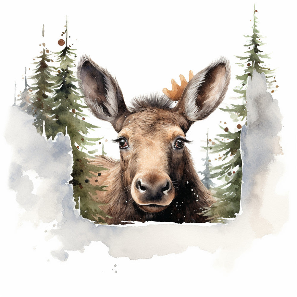 Peeking Moose Fabric Panel 2