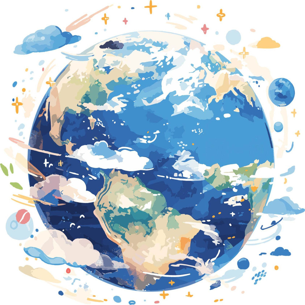 earth globe, world map, celestial, sky blue, navy blue, cream, beige, soft yellow, cloud white, pale pink, stars, clouds, planets, geographic, continents, educational, children's, whimsical, modern, dreamy, adventure, travel theme, geography, cosmos, soft colors, pastel, geography education, world travel, space theme, kid's quilt