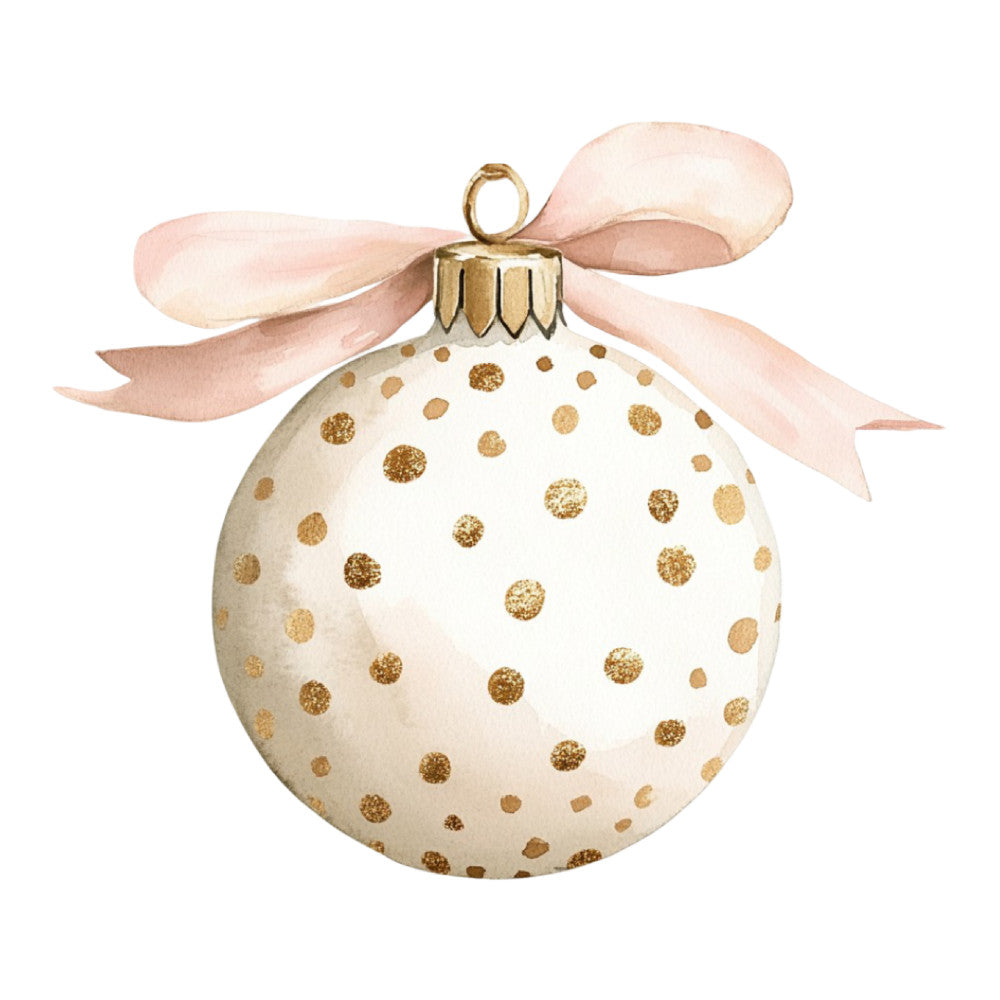 Watercolor Christmas Ornaments Fabric Panel 6