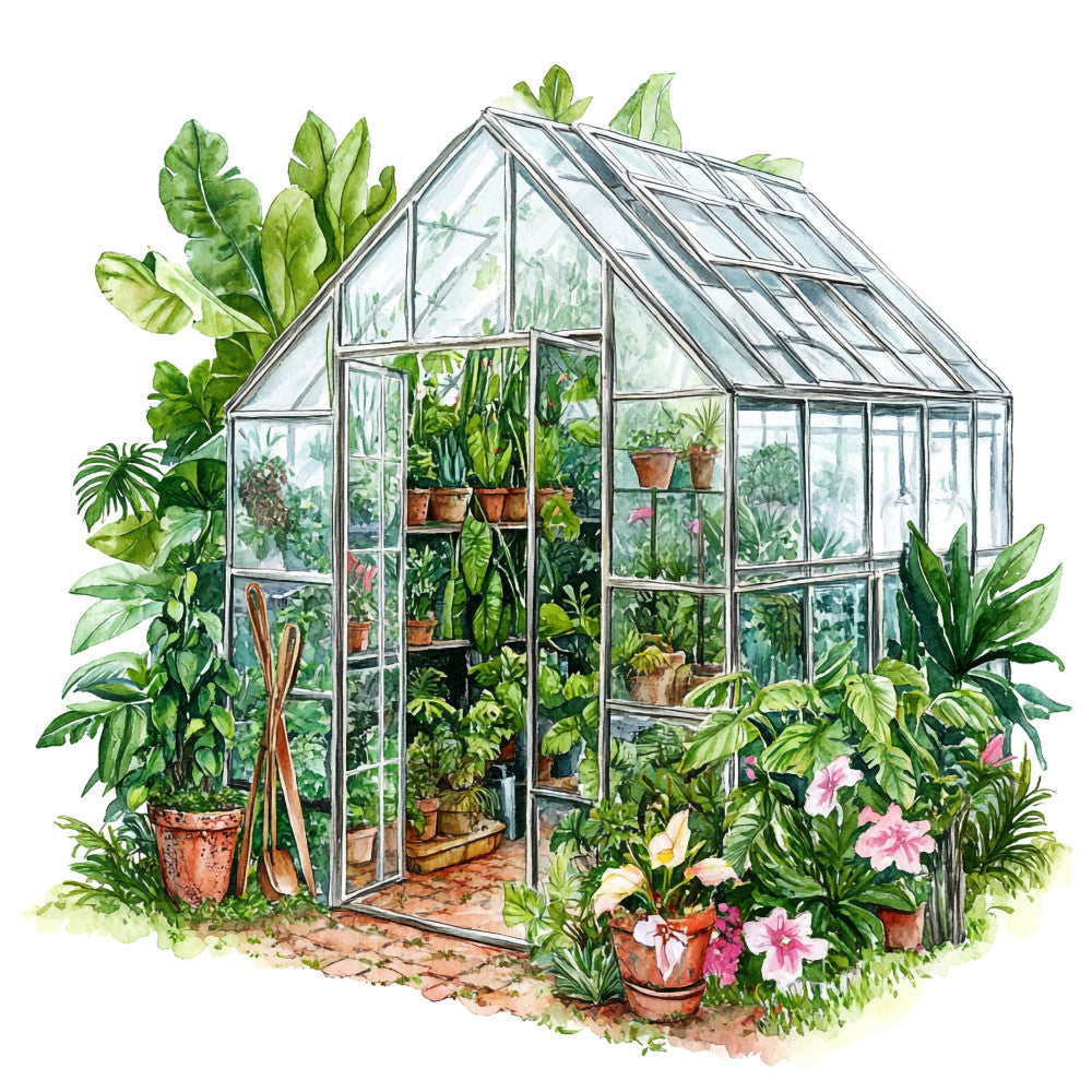 Watercolor Greenhouse Fabric Panel 22
