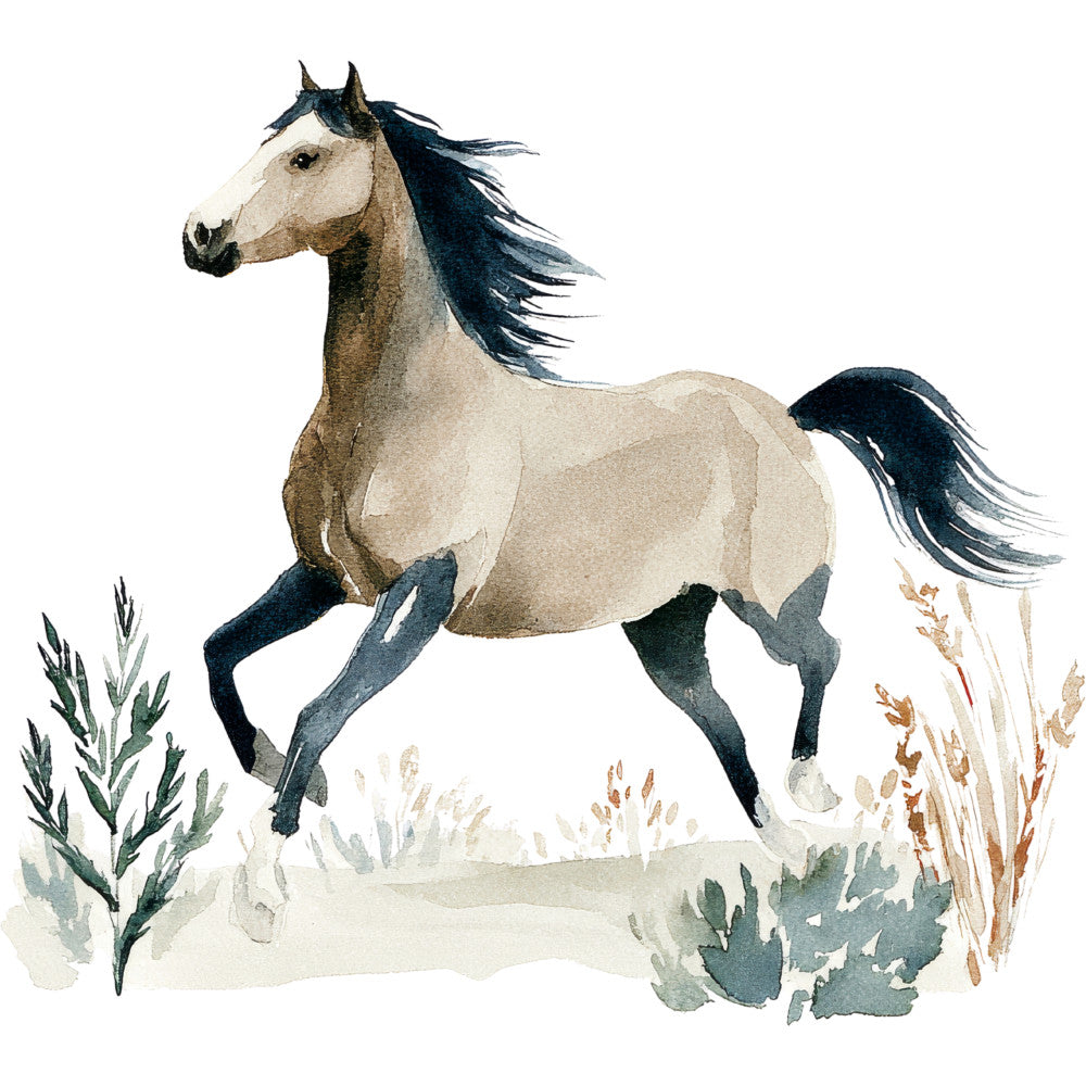 Watercolor Horses Fabric Panel 21