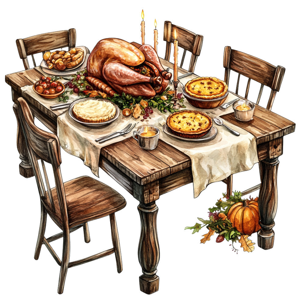 Watercolor Thanksgiving Fabric Panel 21