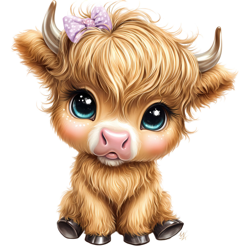 Adorable Highland Cows Fabric Panel 58