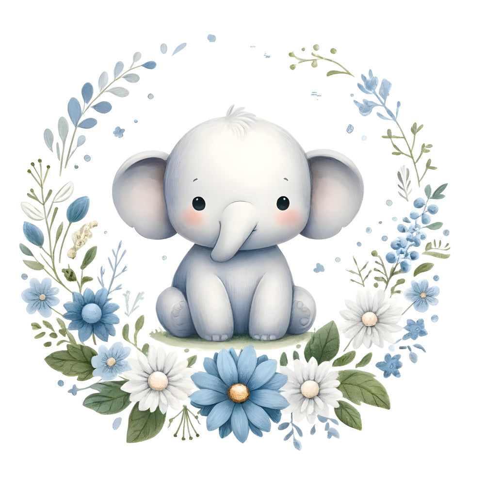 Baby Boy Elephant Fabric Panel 40