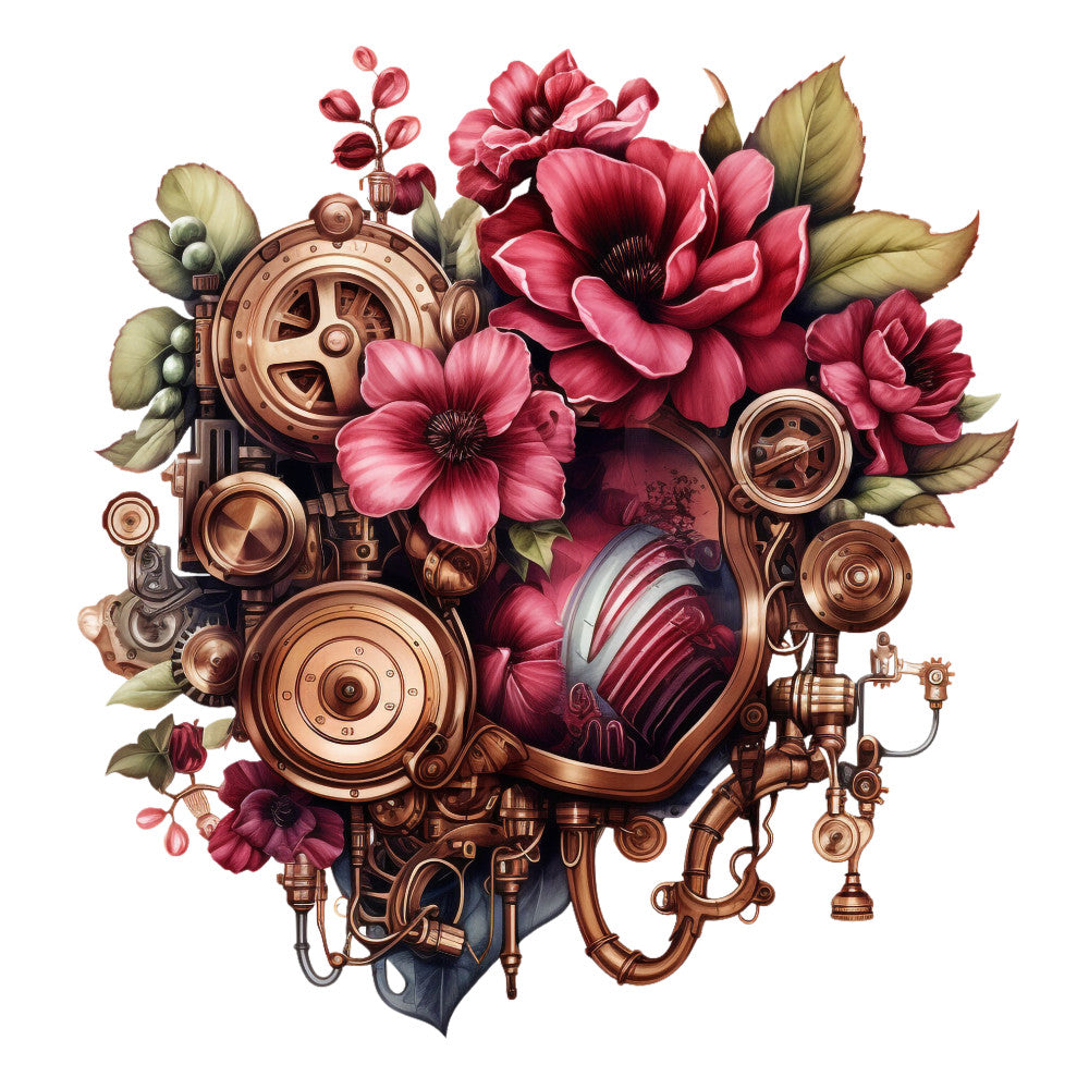 Floral Steampunk Fabric Panel 21