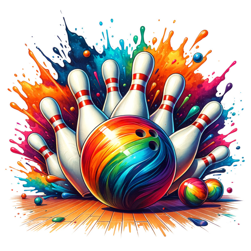 Watercolor Bowling Fabric Panel 1