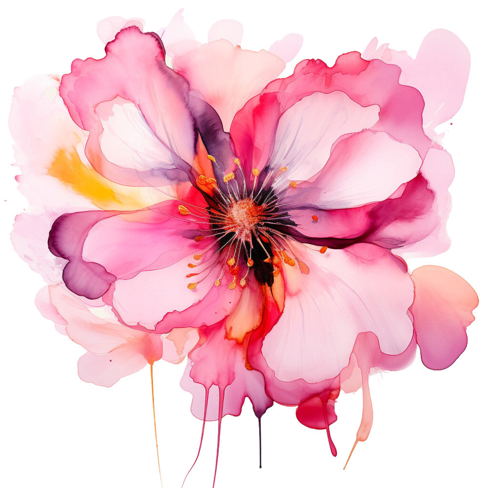 Alcohol Ink Flower Fabric Panel 21