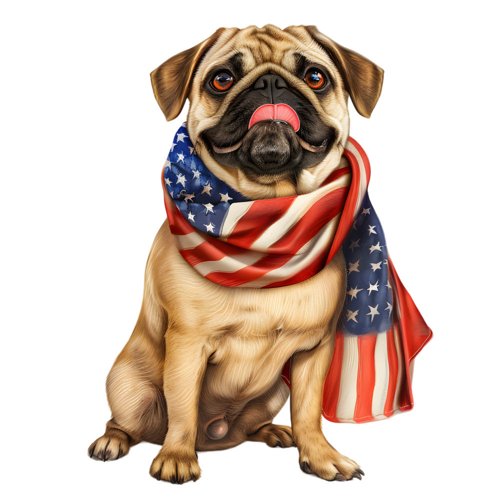 Dogs with American Flag Fabric Panel 20
