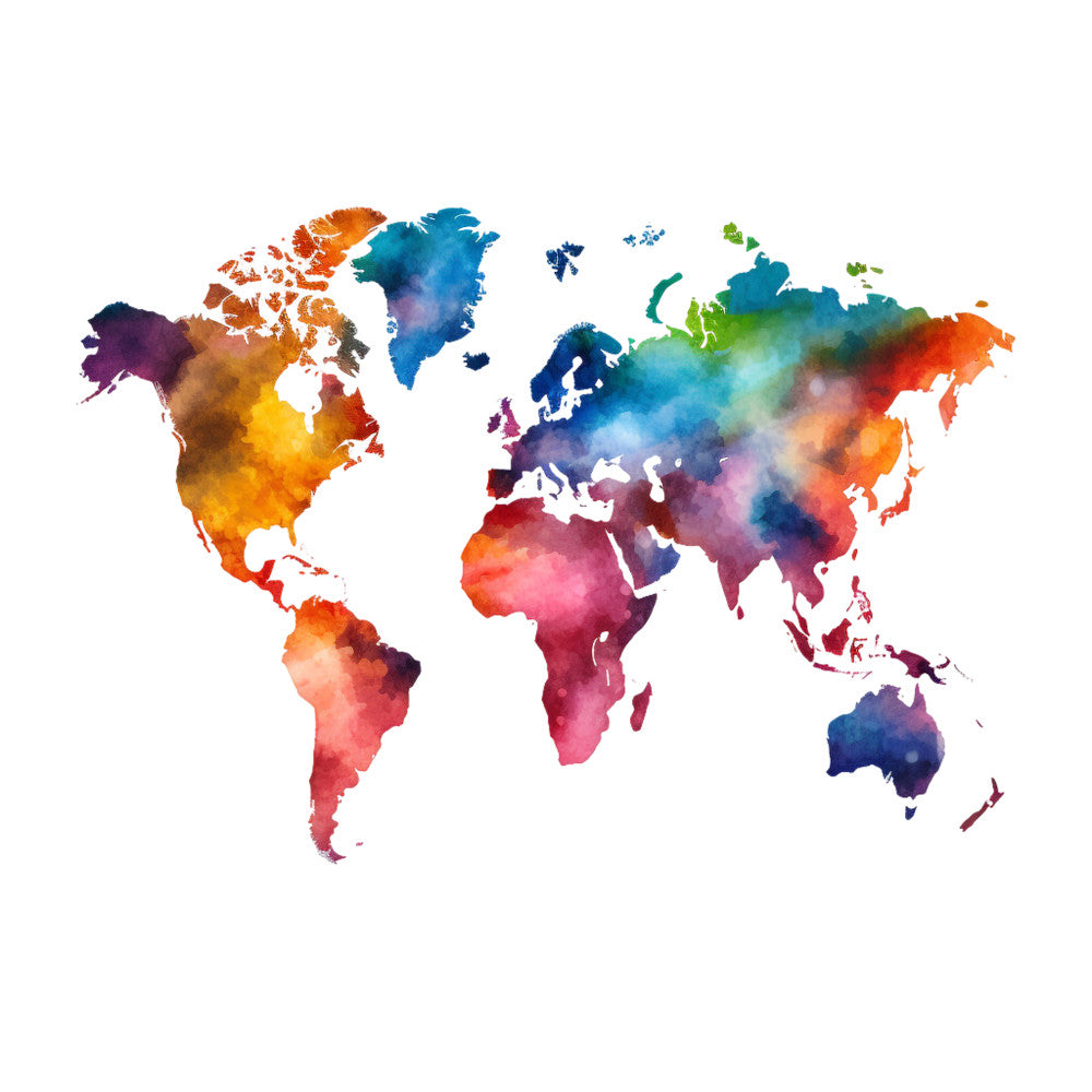 Colorful World Map Fabric Panel 23