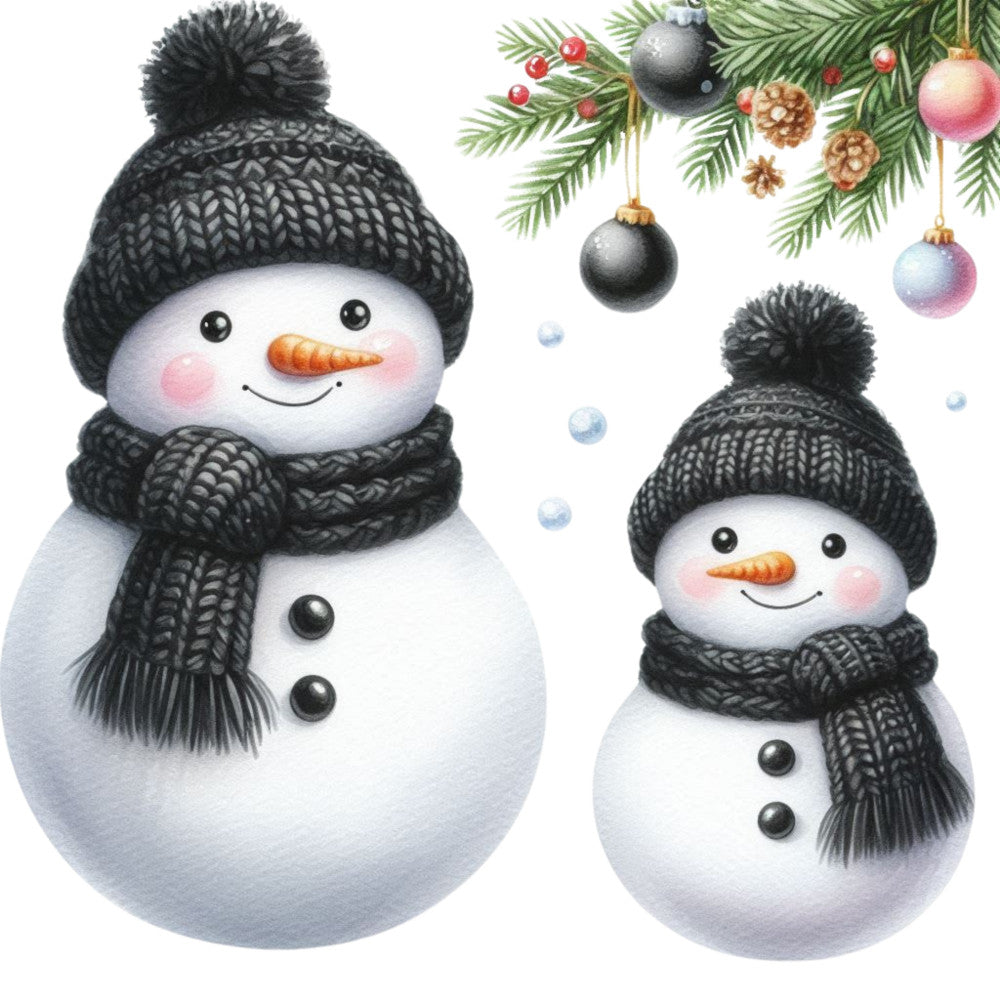 Black Hat Snowmen Fabric Panel 23