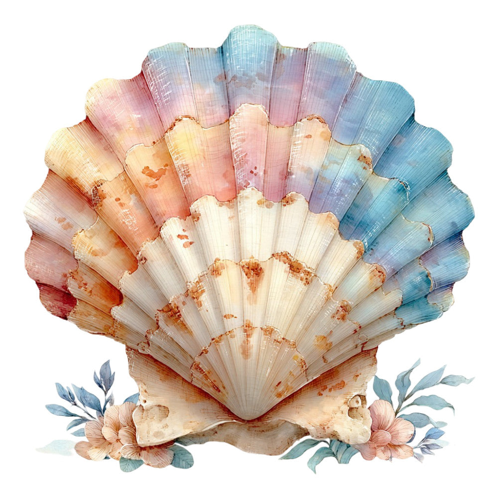 seashell, ocean, nautical, coastal, watercolor, pastel, soft blue, dusty pink, coral, cream, ivory, gradient, ombre, botanical, floral, flowers, nature, beach, seaside, elegant, whimsical, romantic, vintage, spring, summer, delicate, watercolors, peach, lavender, aqua