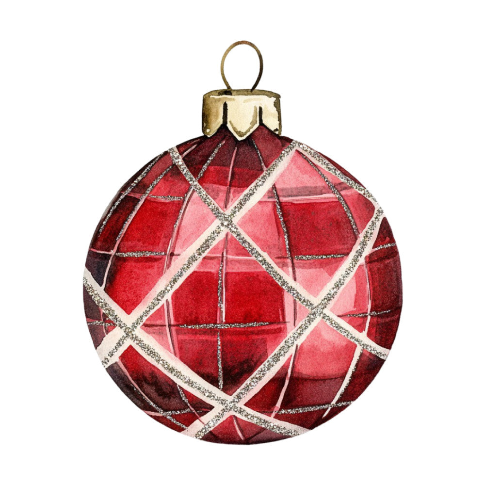 Watercolor Christmas Ornaments Fabric Panel 20