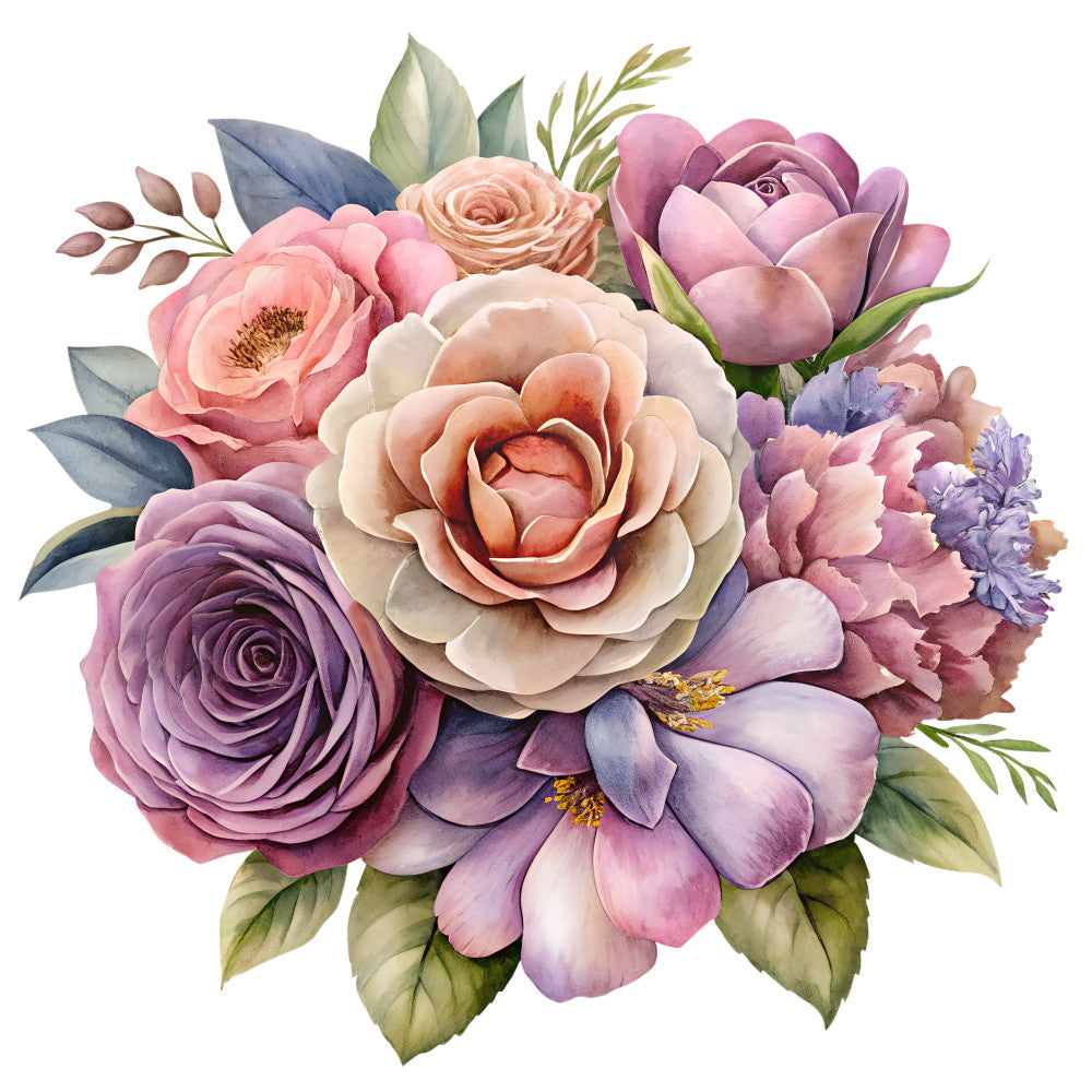 Watercolor Flower Bouquets Fabric Panel 1