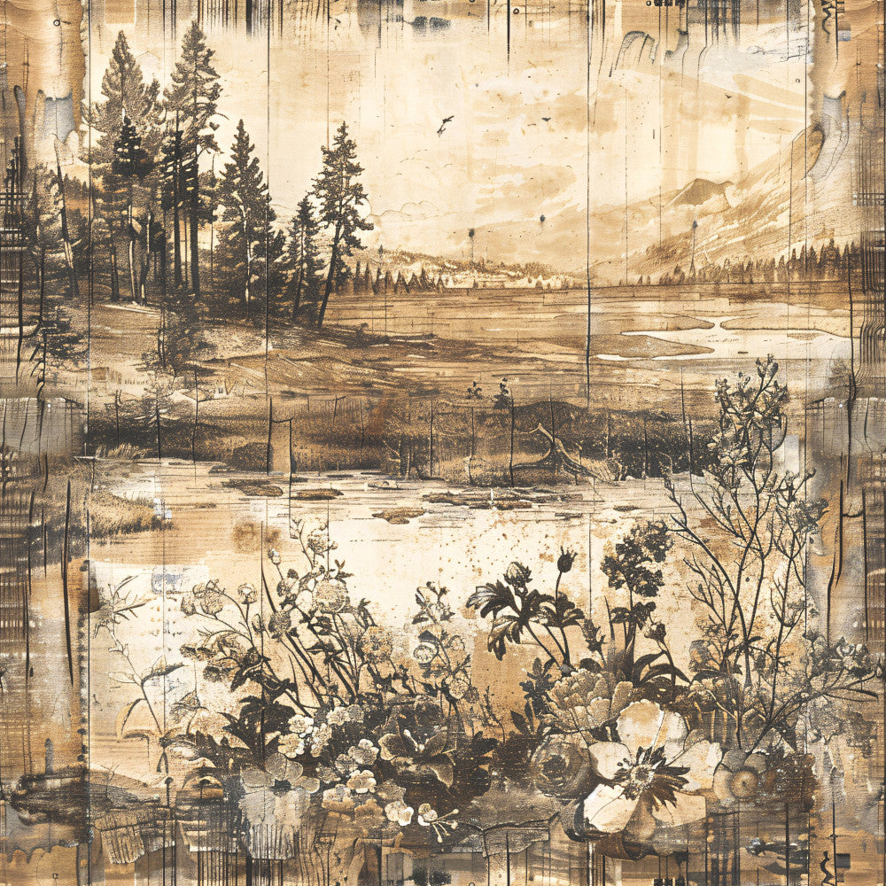 Yellowstone on Rustic Wood Fabric Panel 11