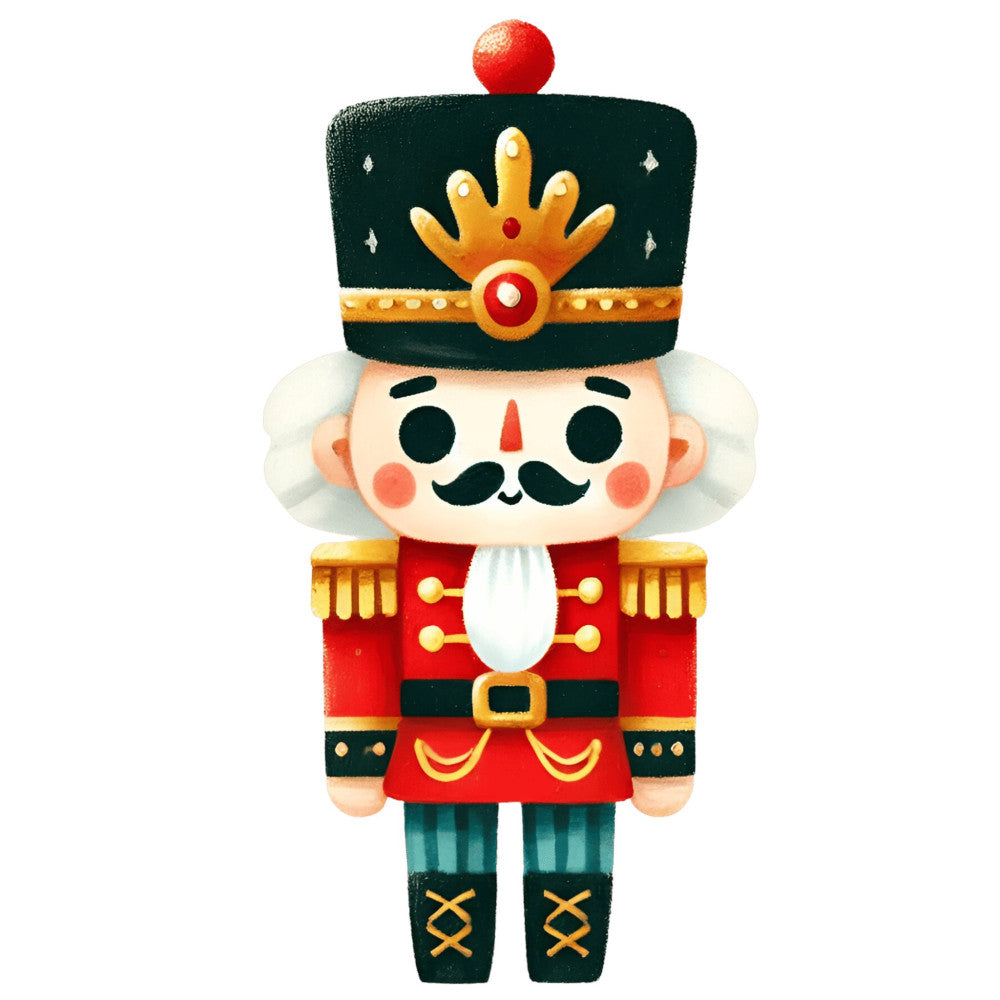 nutcracker, christmas, holiday, festive, traditional, whimsical, red, forest green, dark green, gold, cream, white, black, soldier, toy soldier, vintage, classic, children, kids, winter, seasonal, decorative, elegant, formal, patriotic, crown, mustache, charming, nostalgic, festive decoration