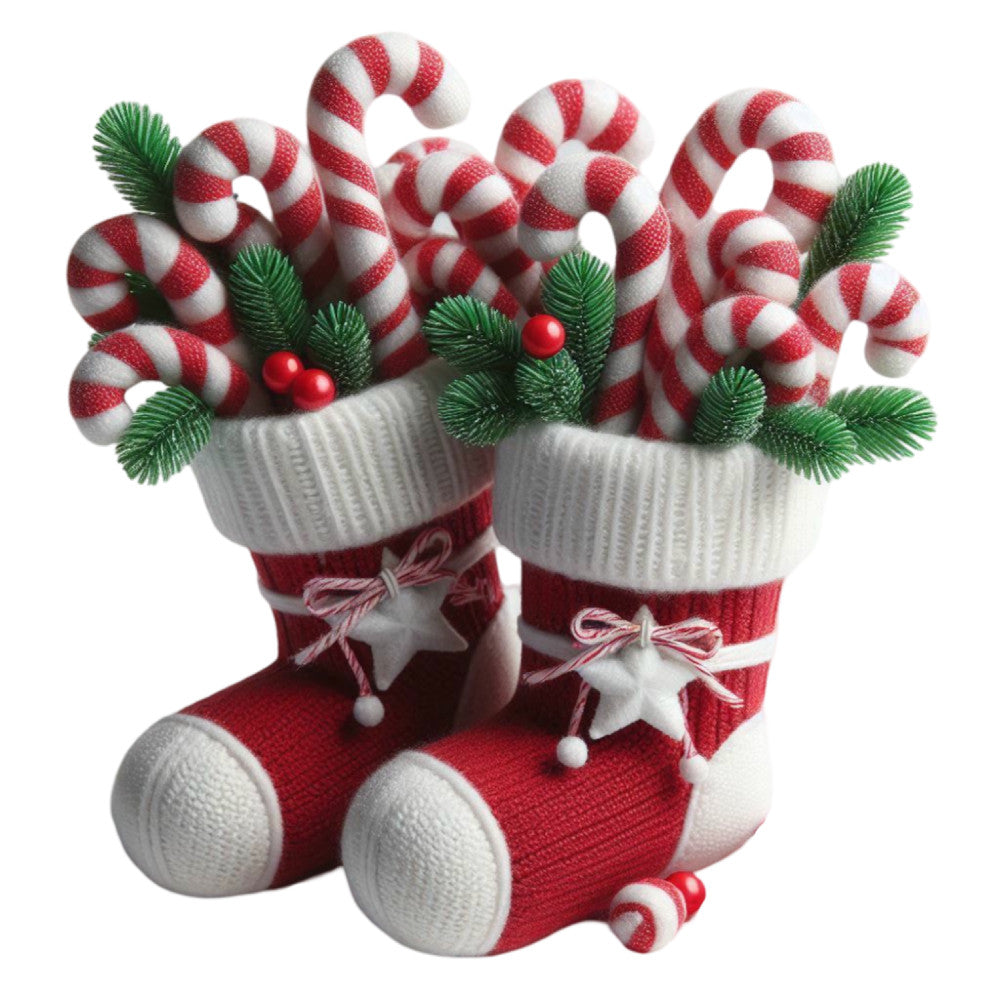 Christmas Stockings and Candy Canes Fabric Panel 10