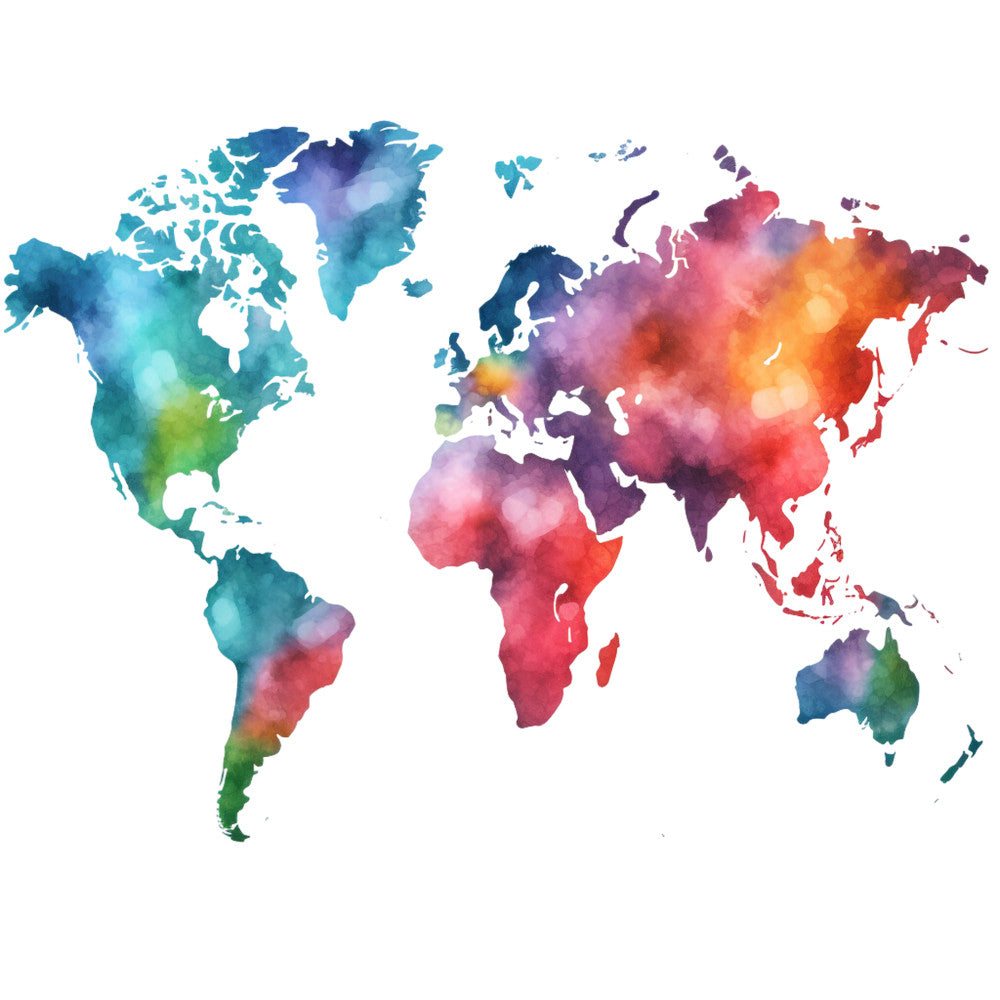 Colorful World Map Fabric Panel 16