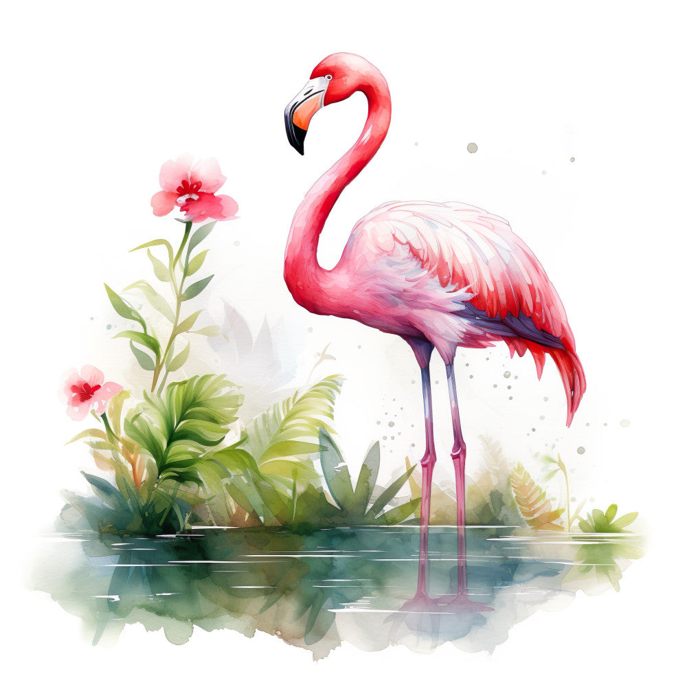 Watercolor Flamingos Fabric Panel 10