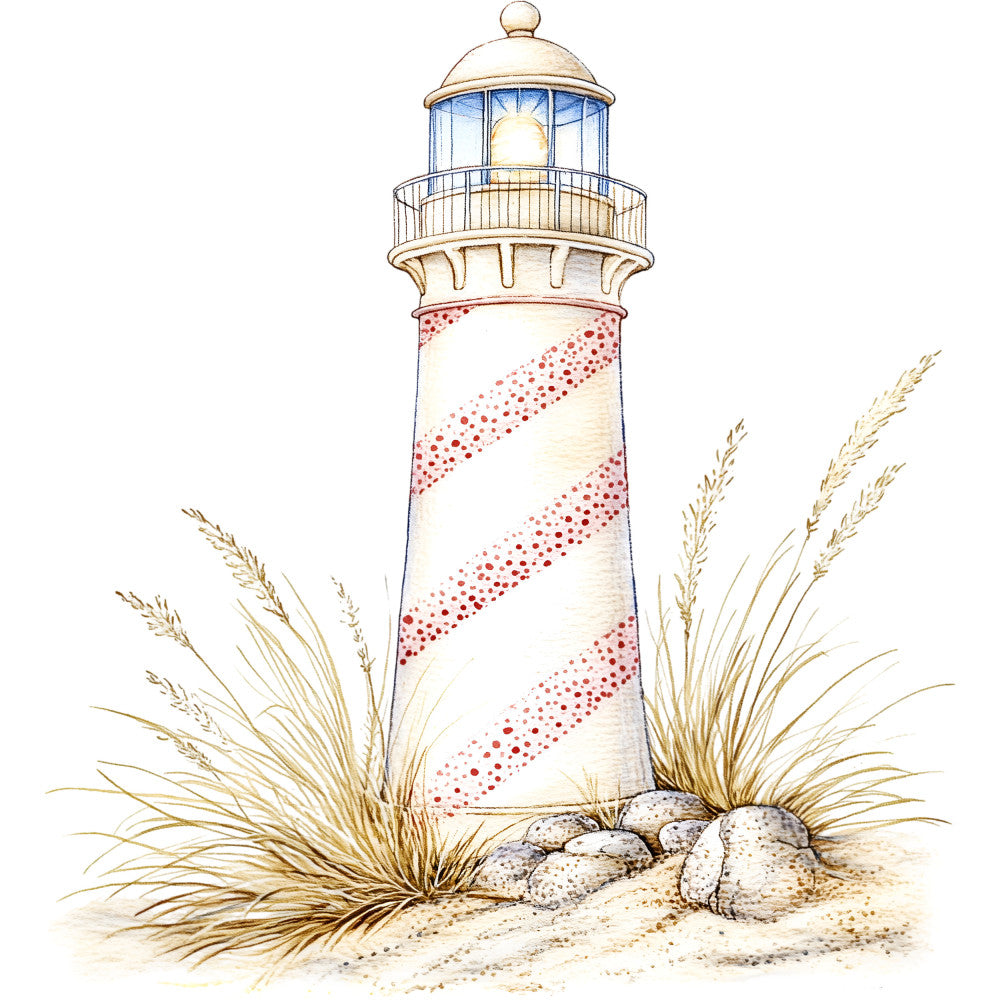 Watercolor Nautical Lighthouse Fabric Panel 4