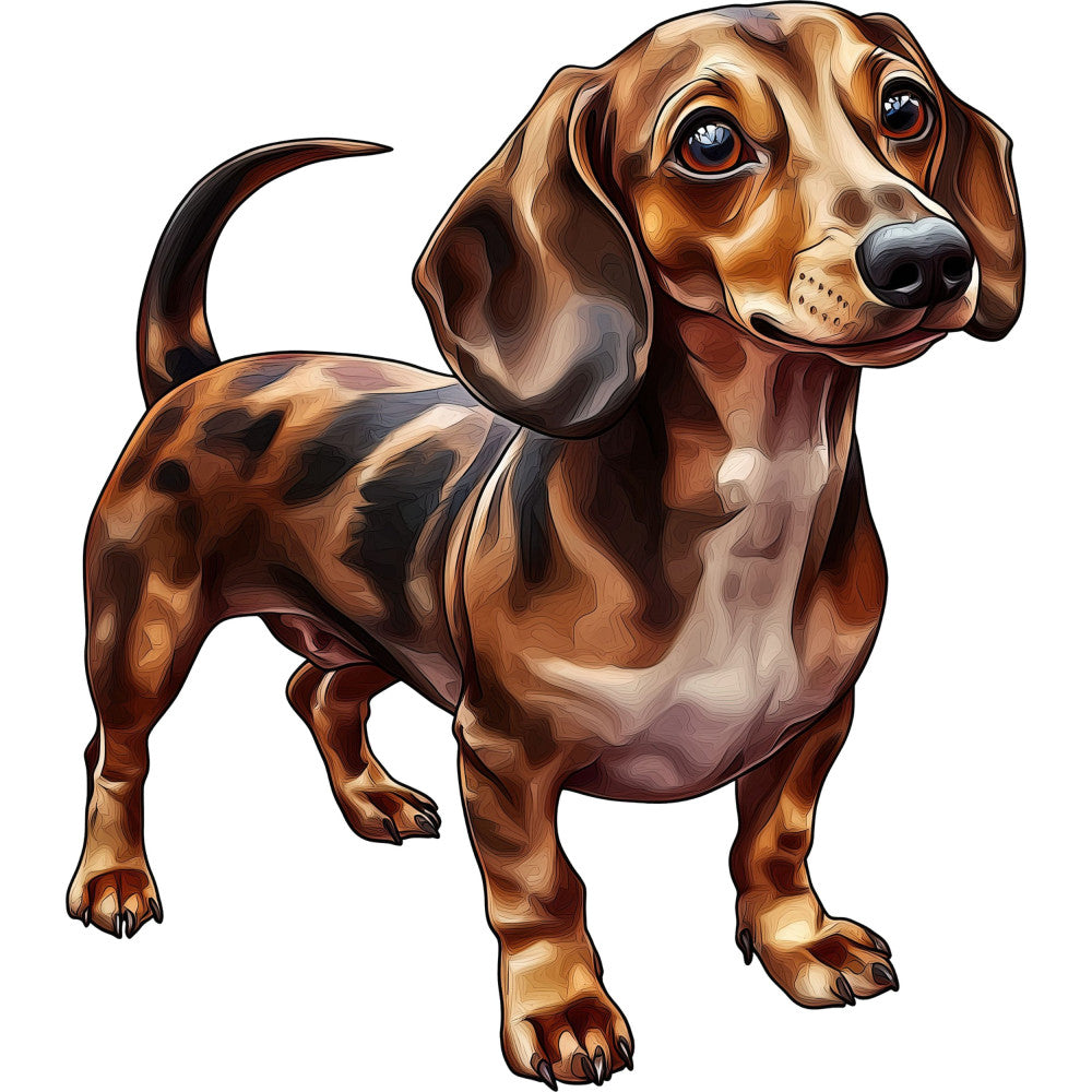 dachshund, dog, brown, tan, cream, beige, chocolate brown, animal, pet, puppy, realistic, portrait, whimsical, cute, children, kids, baby, nursery, farmhouse, casual, playful, hound dog, long-haired dog, sausage dog, wiener dog, dog lover, pet themed, animal lover