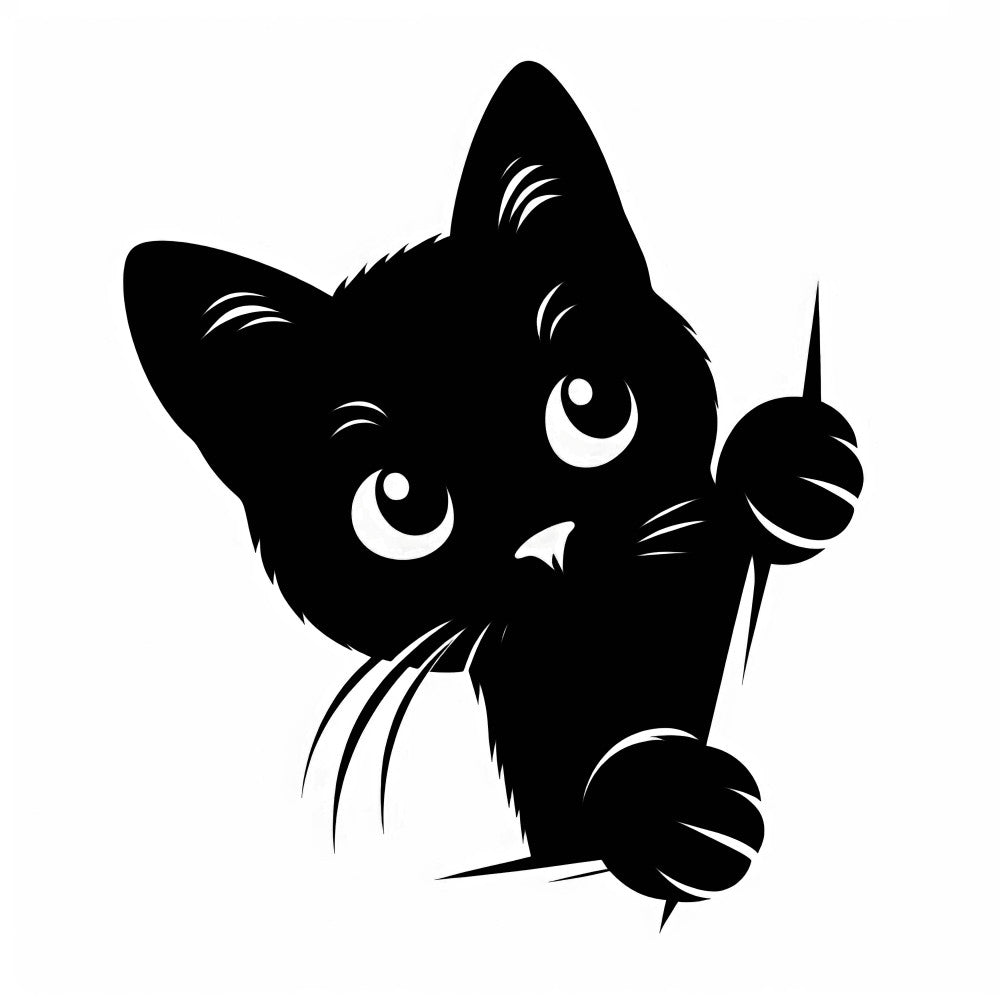 Peeking Black Cat Fabric Panel 2