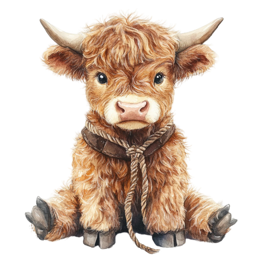 Cute Western Highland Cow Fabric Panel 26