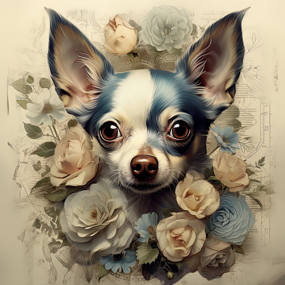 Dog Ephemera Art Fabric Panel 6