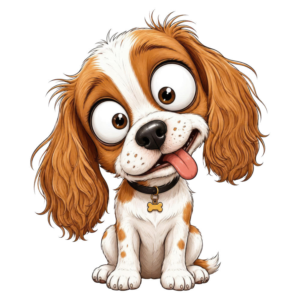 dog, puppy, spaniel, cute animals, whimsical, children's, brown and white, tan, cream, golden brown, rust, playful, friendly, cartoon style, pet lover, baby quilt, nursery, kids bedding, animal lover, humorous, fun, cheerful, bright eyes, expressive, adorable, storybook, illustrated, child's room, animal themed, joy