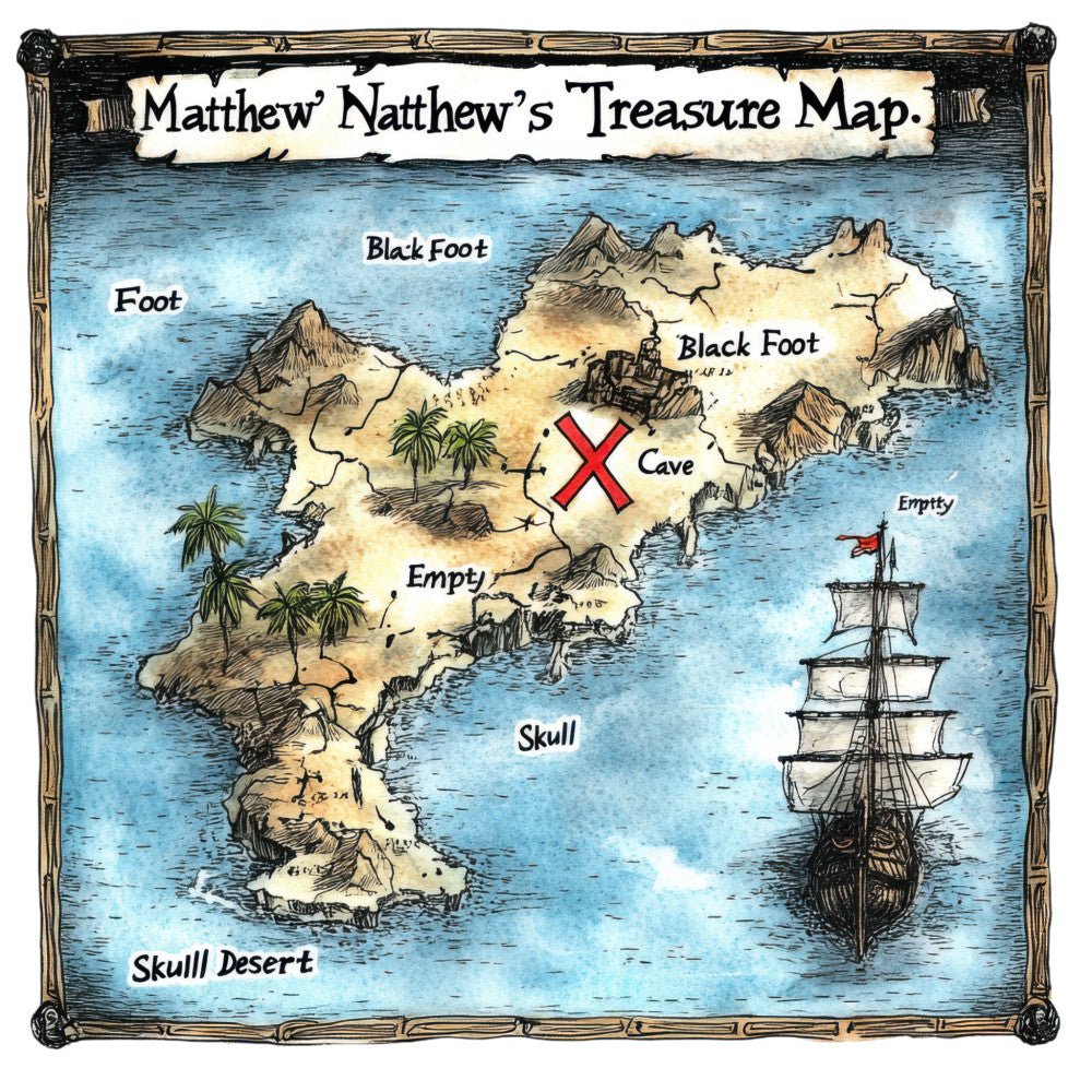 Pirate Treasure Map Fabric Panel 15