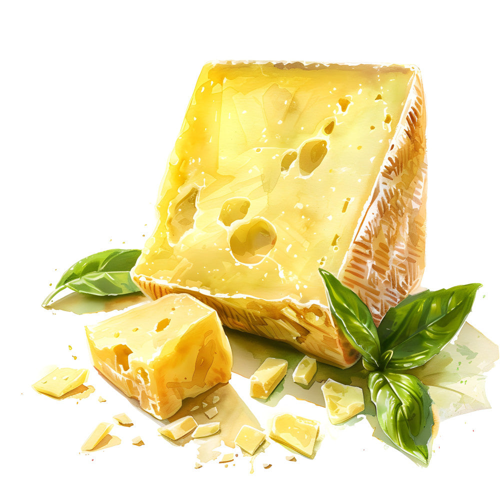 cheese yellow, pale yellow, cream, golden yellow, white, basil green, food theme, cheese motif, gourmet, kitchen, culinary, farmhouse, rustic, country, italian, mediterranean, food illustration, realistic, artistic, whimsical, cottage style, fresh produce, artisan, culinary arts, spring, summer, kitchen textile, table runner, apron, tea towel