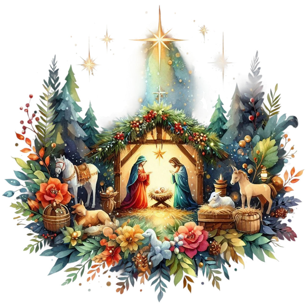 Detailed Christmas Nativity Scene Fabric Panel 6