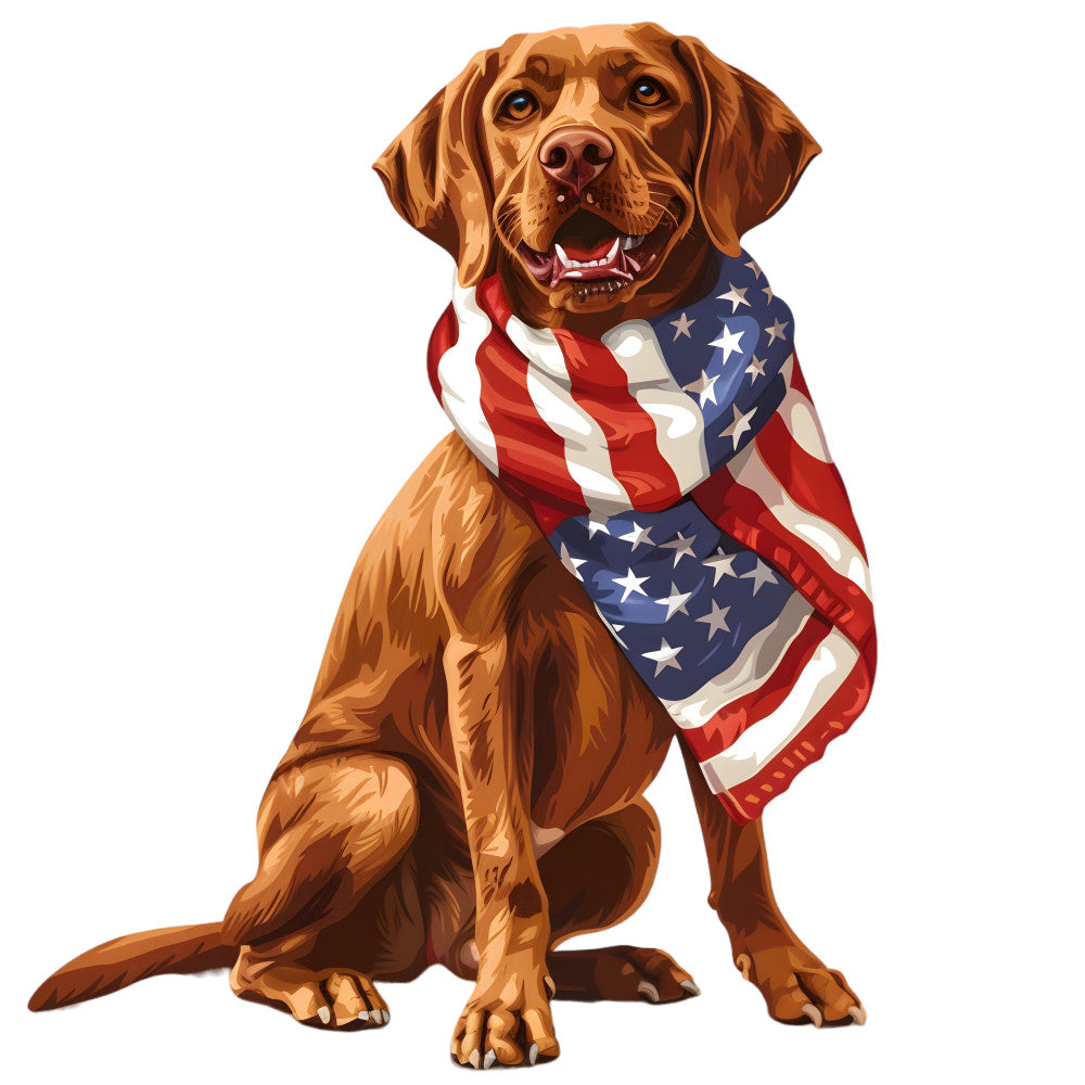 Dogs with American Flag Fabric Panel 13