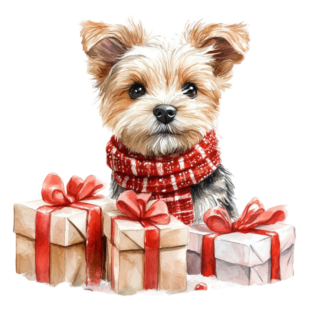 Watercolor Christmas Scene Fabric Panel 27