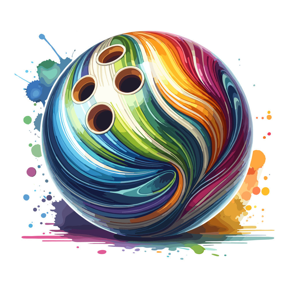 Watercolor Bowling Fabric Panel 15