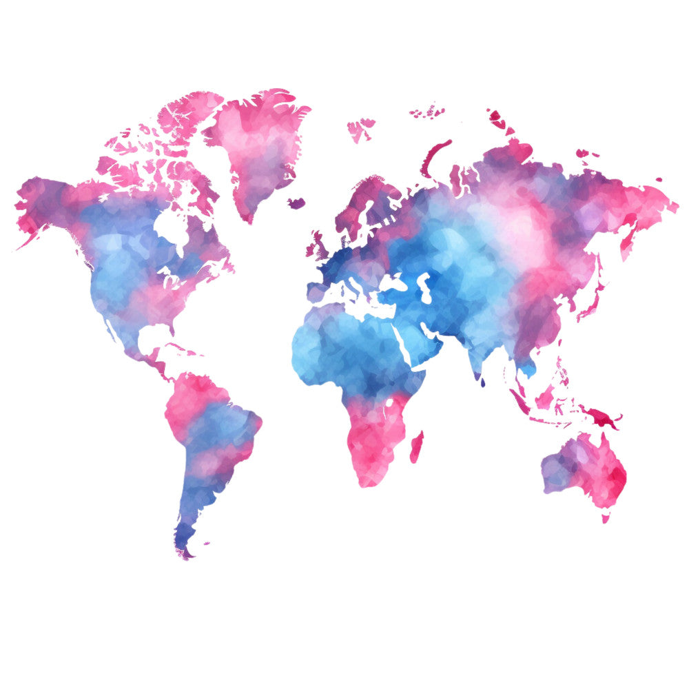 Colorful World Map Fabric Panel 20