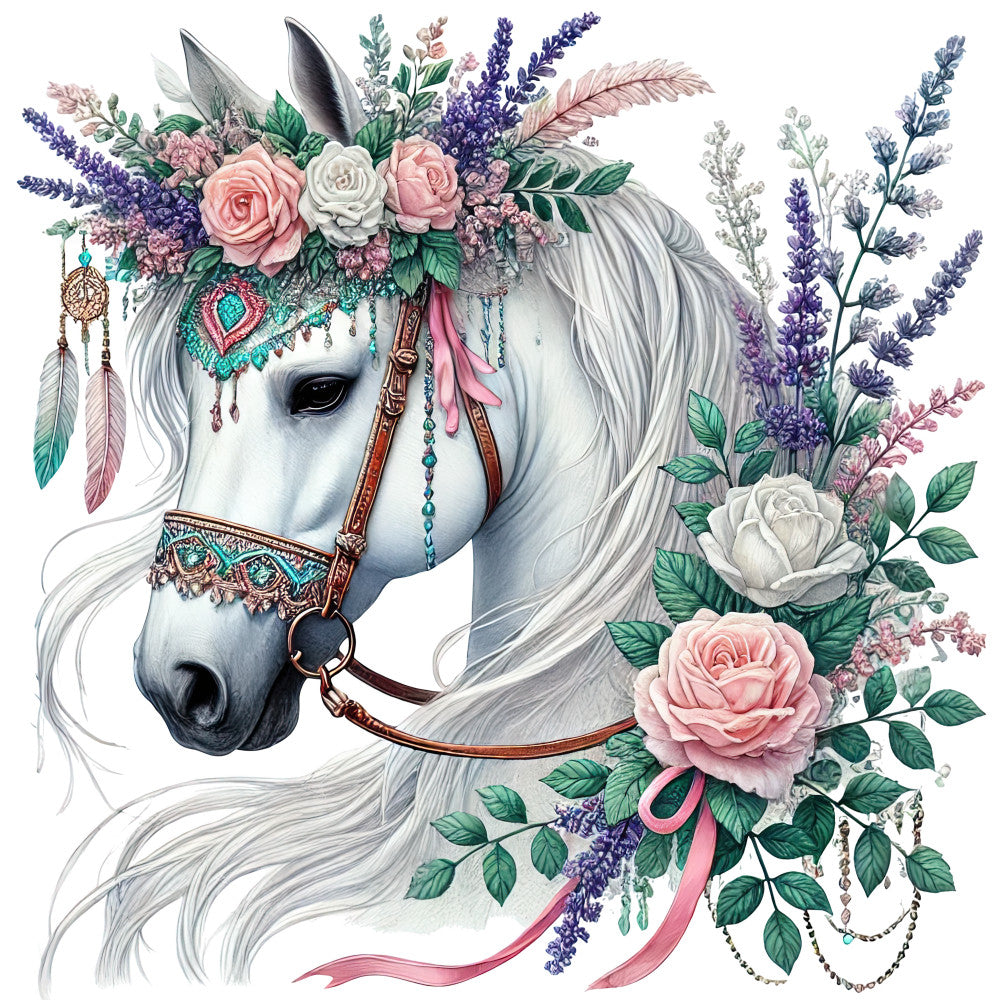 Boho Horses Fabric Panel 14