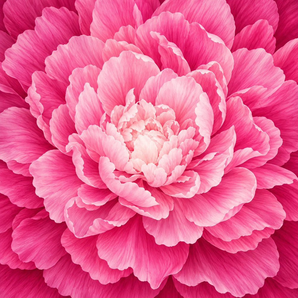 hot pink, bright pink, fuchsia, coral pink, rose pink, blush pink, peony, floral, flower, botanical, nature, elegant, romantic, traditional, garden, spring, summer, peony flower, layered petals, full bloom, delicate, feminine, vintage, classic, timeless, home decor, quilt panel, table runner, wall hanging