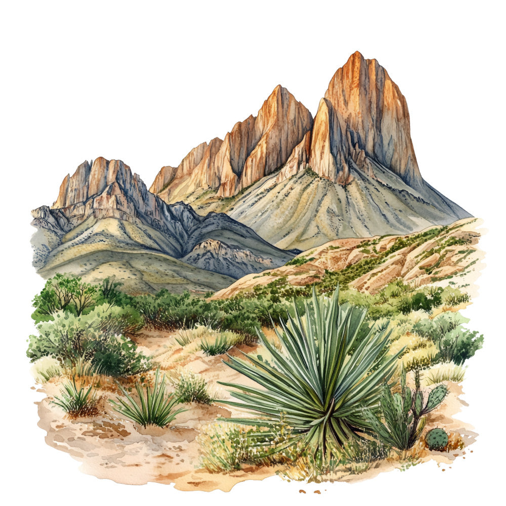 Watercolor Texas Fabric Panel 33