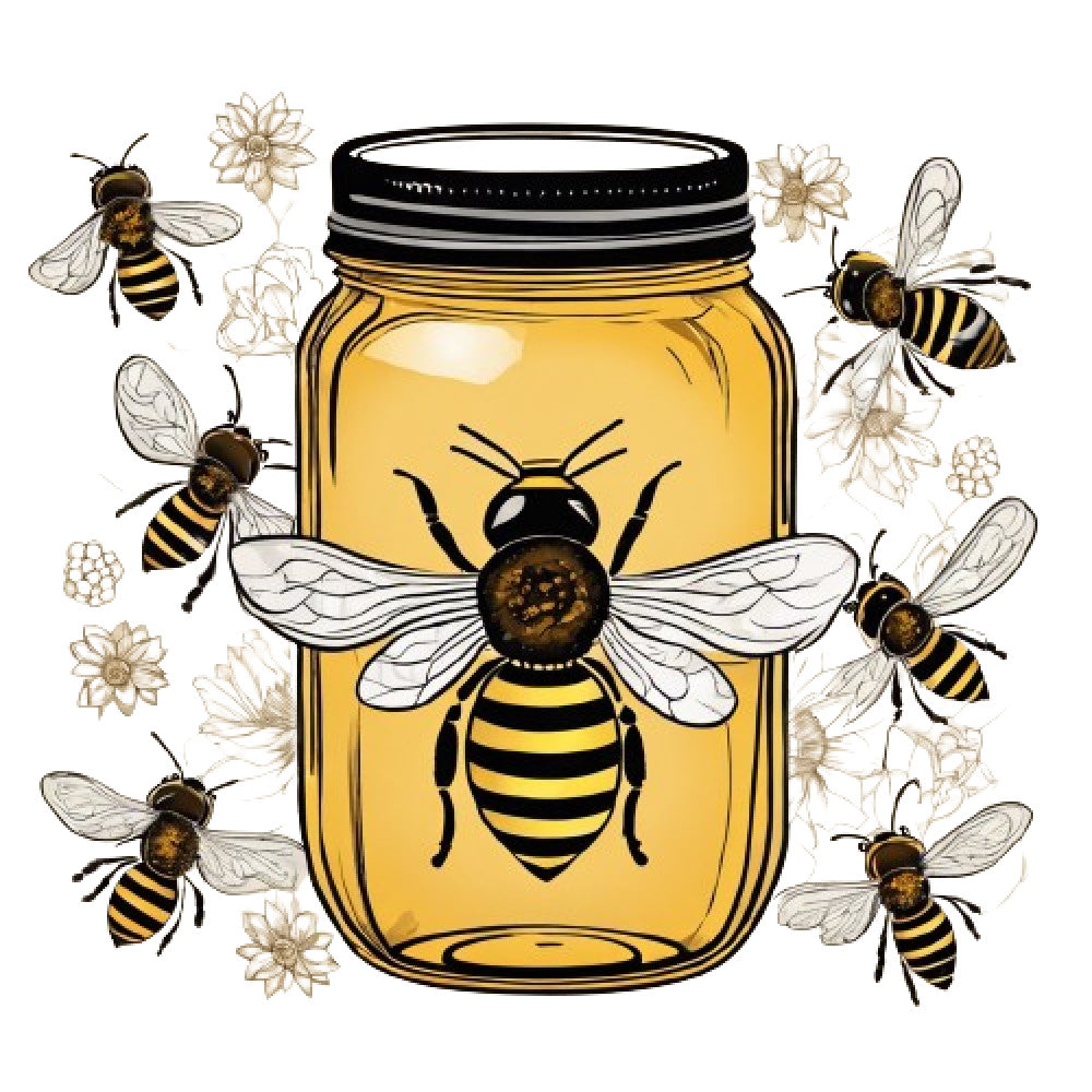 Honey Bee Jar Fabric Panel 12