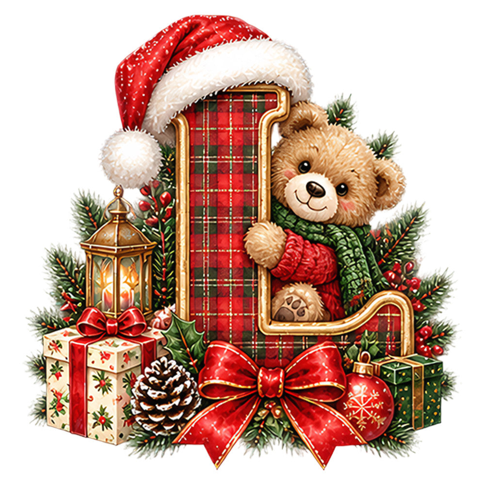 christmas, holiday, teddy bear, red plaid, tartan, gold accents, evergreen, festive, winter, traditional, whimsical, cute, storybook, gift boxes, pine cones, red ribbon, bow, lantern, berries, cream, forest green, candy cane, cozy, vintage-inspired, elegant, nostalgic, children's, animal, seasonal, decorative