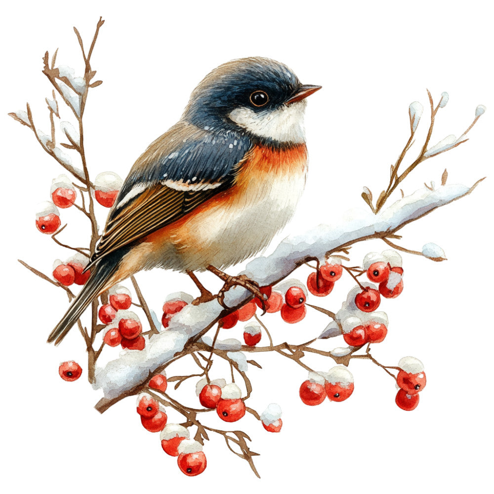 Watercolor Christmas Scene Fabric Panel 28