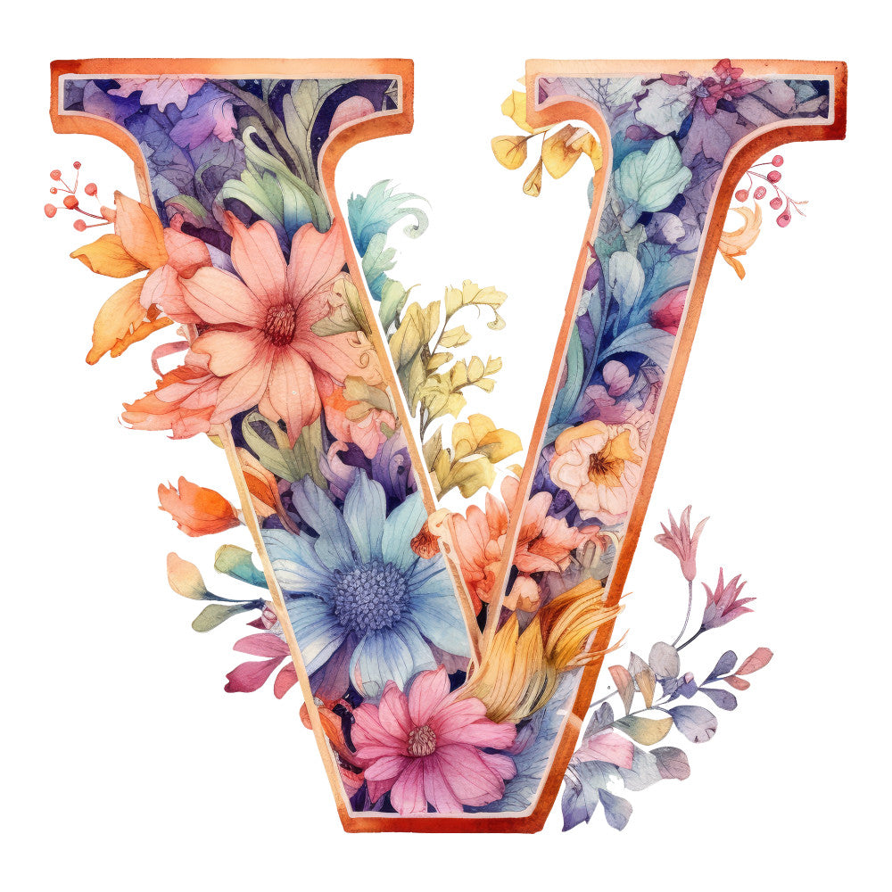 Alphabet Flowers Fabric Panel 18