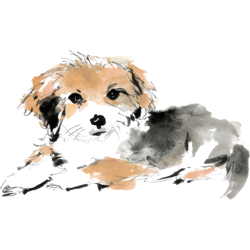 Handdrawn Doodle Dog Fabric Panel 2