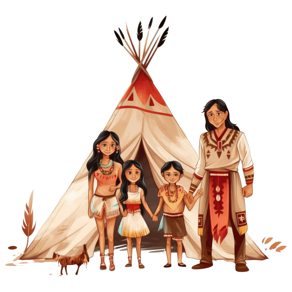 Life Of Native American Fabric Panel 5